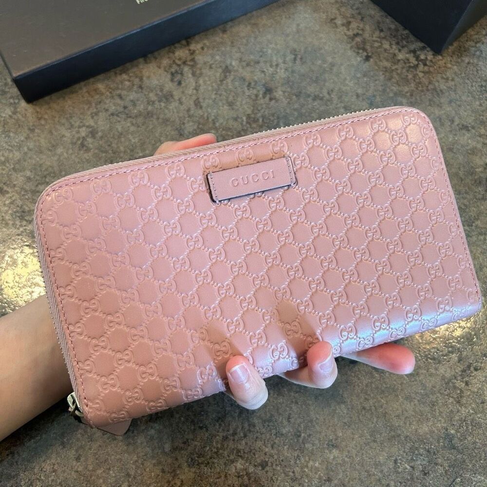 Gucci Micro Guccissima Long Wallet Leather Pink with BOX - Picture 2 of 16